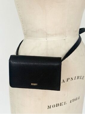 SEVENTY Black PEBBLE Leather Belt Bag